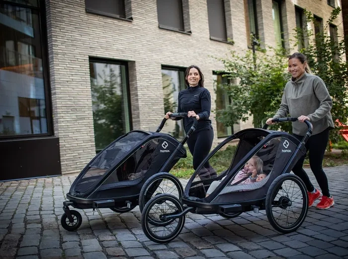 HAMAX Breeze - dwuosobowa przyczepka rowerowa z zestawem do biegania | Black