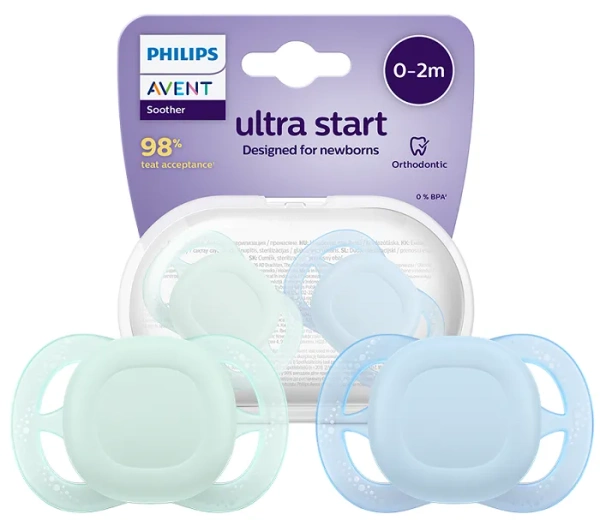 PHILIPS AVENT Ultra Start - smoczek ortodontyczny 2 szt. | 0-2 m