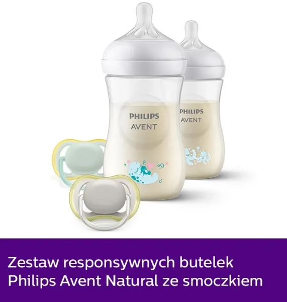 PHILIPS AVENT Natural Response - zestaw: 2 butelki 260 ml + 2 smoczki Ultra Air | 0 m+