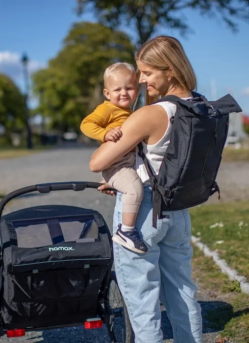 HAMAX Breeze - dwuosobowa przyczepka rowerowa z zestawem do biegania | Black