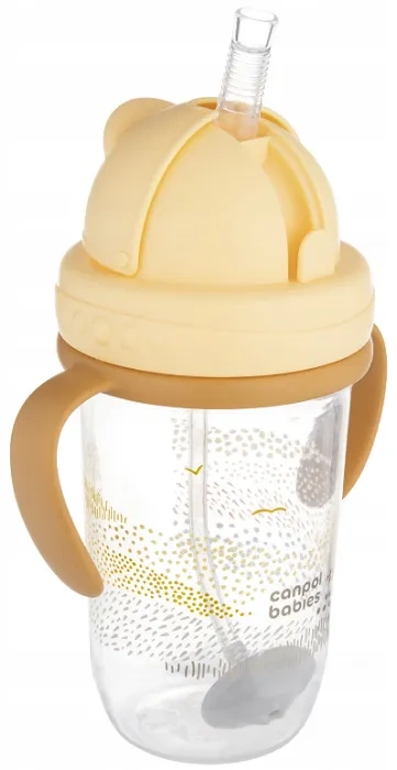 CANPOL BABIES Mountains - kubek niekapek z rurką i odważnikiem 270 ml | Żółty