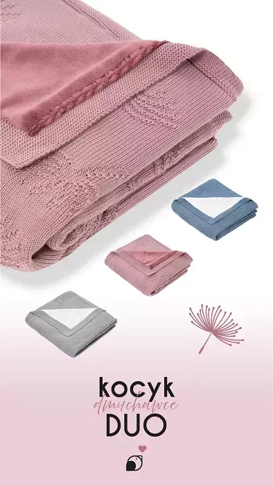 YOONCO Duo Dmuchawce - dwustronny kocyk bambusowy z minky 80x100 cm | Różowy