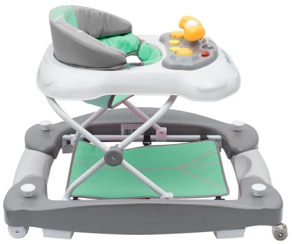 BABY MIX - chodzik 2w1 z bujakiem, kierownicą i silikonowymi kółkami | Miętowy