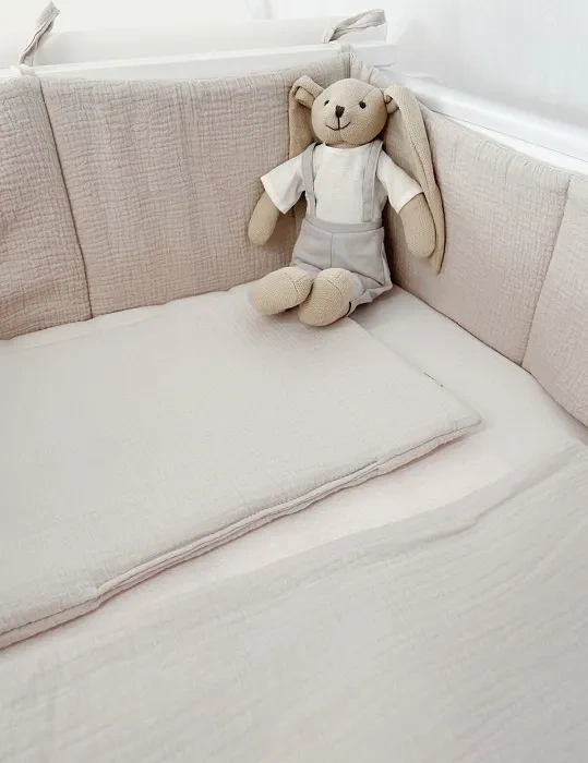 YOONCO - muślinowy ochraniacz na łóżeczko 180x28 cm | Krem