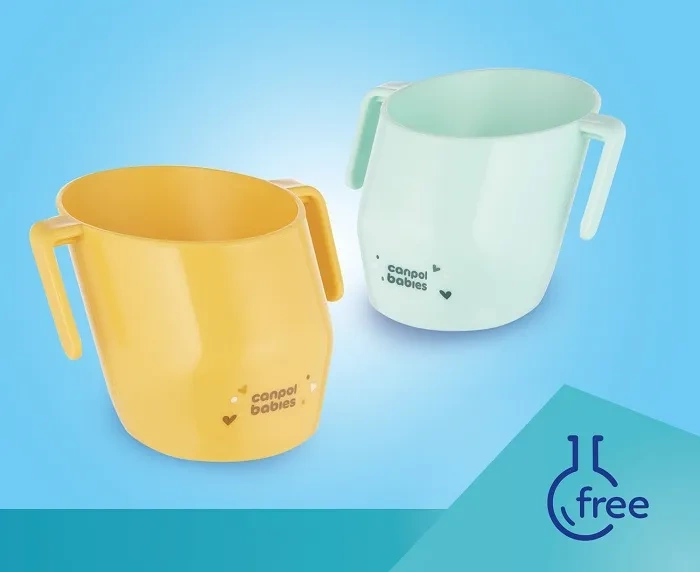 CANPOL BABIES Smart Cup - sprytny kubek do nauki picia z uchwytami 12 m+ | Żółty
