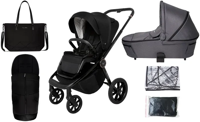 MUUVO Quick SE 2 - wózek wielofunkcyjny, zestaw 2w1 z gondolą Quick 3.0 | Chromium Black + Iron Graphite (+ ADAPTERY)