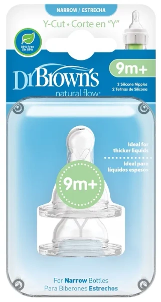 DR BROWN'S - 2 x smoczek standard do wąskiej butelki, do kaszek i gęstych płynów, poziom Y | 9+ miesięcy