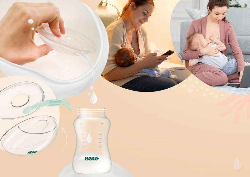 NENO Claro/Bottle 300 - 2 kolektory na mleko do biustonosza + butelka do karmienia i nauki picia ze smoczkiem 300 ml