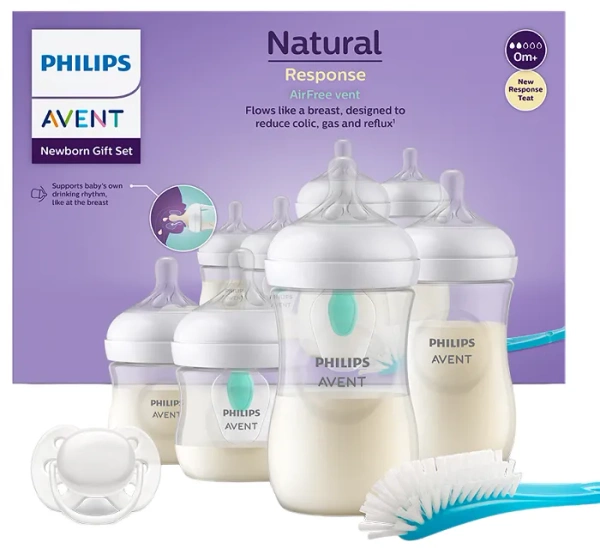 PHILIPS AVENT Natural Response - zestaw: 4 butelki + AirFree + smoczek + szczotka | 0 m+