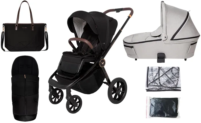 MUUVO Quick SE 2 - wózek wielofunkcyjny, zestaw 2w1 z gondolą Quick 3.0 | Sunset Black + Steel Grey (+ ADAPTERY)