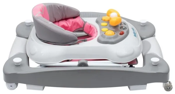 BABY MIX - chodzik 2w1 z bujakiem, kierownicą i silikonowymi kółkami | Różowy