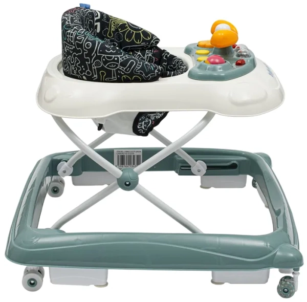 BABY MIX - chodzik z kierownicą i silikonowymi kółkami | Zielony