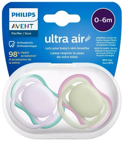 PHILIPS AVENT Ultra Air - smoczek ortodontyczny 2 szt. | 0-6 m