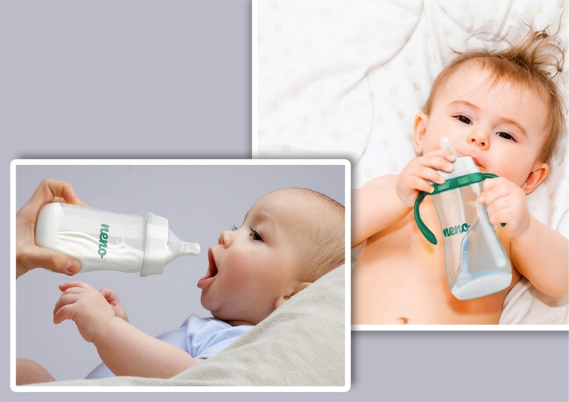NENO Claro/Bottle 300 - 2 kolektory na mleko do biustonosza + butelka do karmienia i nauki picia ze smoczkiem 300 ml