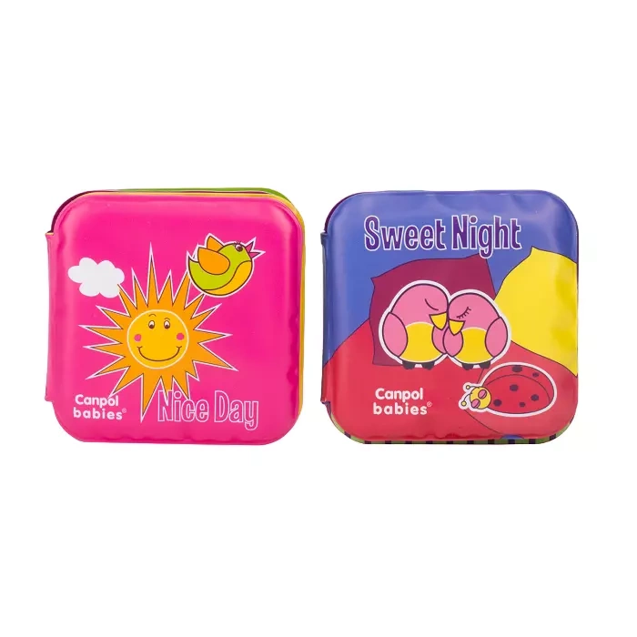 CANPOL BABIES - zestaw książeczek edukacyjnych z piszczkiem | DZIEŃ I NOC