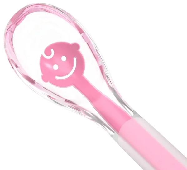 BABYONO Baby's Smile - miękka łyżeczka dla niemowląt | Różowa
