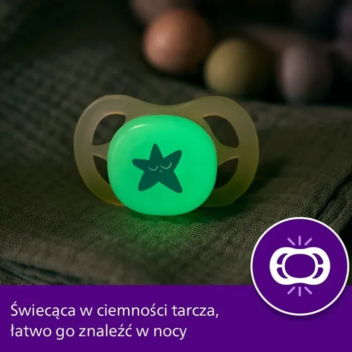 PHILIPS AVENT - antykolkowa butelka Natural Response 125 ml + smoczek ortodontyczny Ultra Start Nighttime 2 szt. | 0 m+