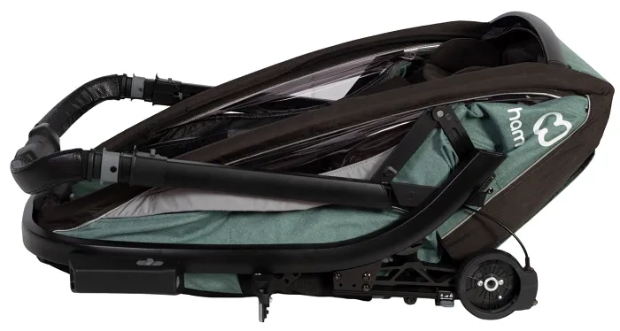 HAMAX Cocoon - dwuosobowa przyczepka rowerowa z zestawem do biegania | Green/Black
