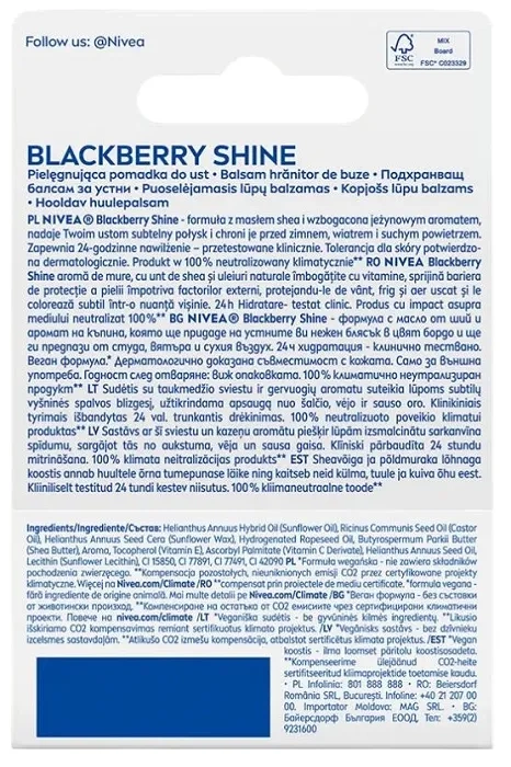 NIVEA - pielęgnująca pomadka do ust | Blackberry Shine