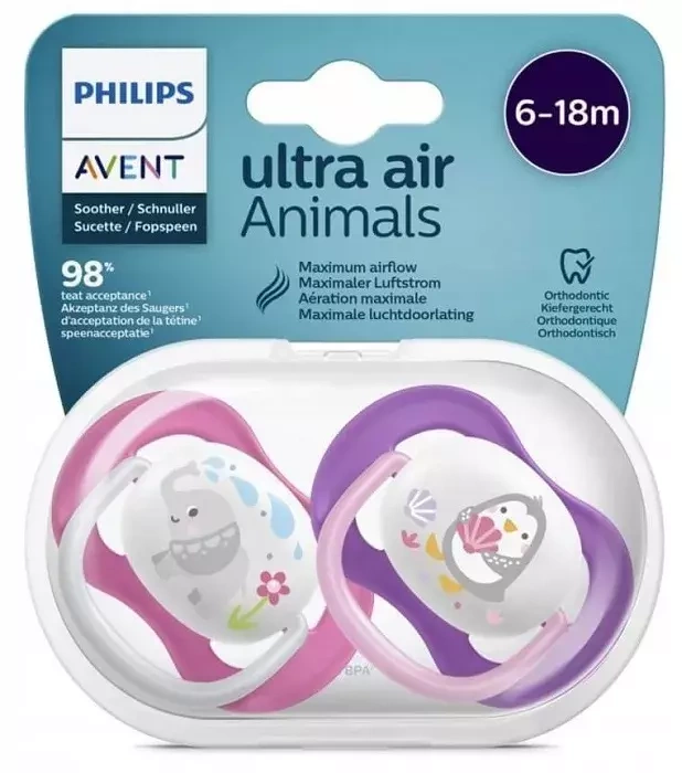 PHILIPS AVENT Ultra Air - smoczek ortodontyczny 2 szt. | 6-18 m