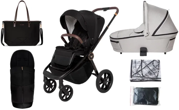 MUUVO Quick SE 2 - wózek wielofunkcyjny, zestaw 2w1 z gondolą Quick 3.0 | Sunset Black + Steel Grey (+ ADAPTERY)