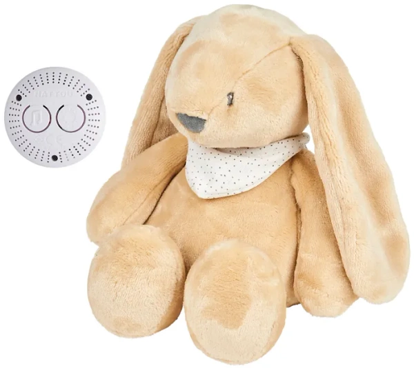 NATTOU Sleepy Bunny - maskotka muzyczna ze światłem i czujnikiem płaczu 4w1 | Brązowa