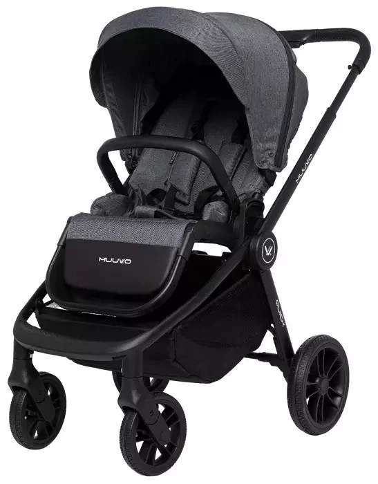 MUUVO Quick Basic - wózek wielofunkcyjny z gondolą XL, zestaw 2w1 | Carbon Graphite (+ ADAPTERY)