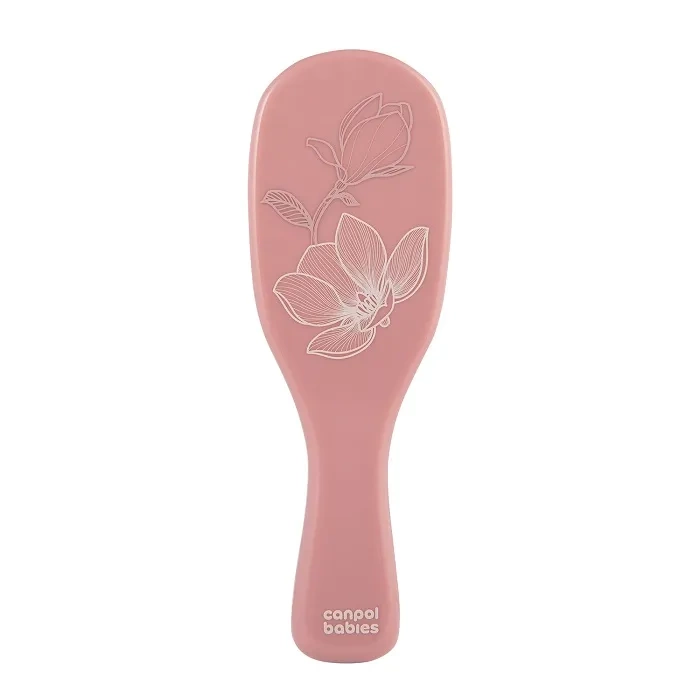 CANPOL BABIES - szczotka i grzebień z naturalnym włosiem GOLD | różowa