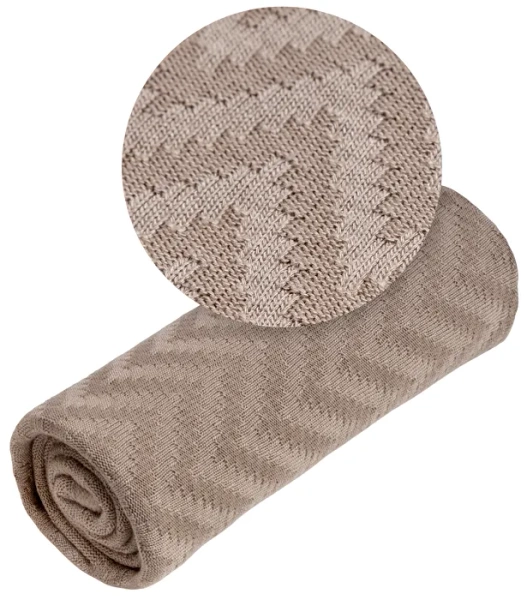 YOONCO Mgiełka - lekki kocyk bambusowy 80x100 cm | Jodełka Beżowy