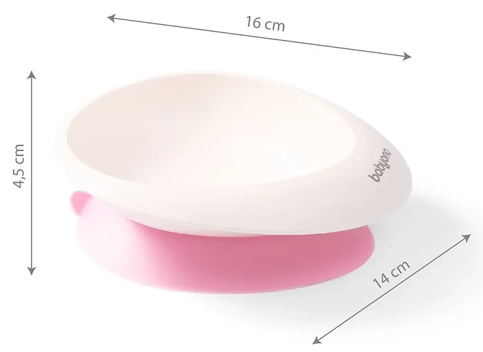 BABYONO - miseczka z przyssawką i łyżeczką | Różowa