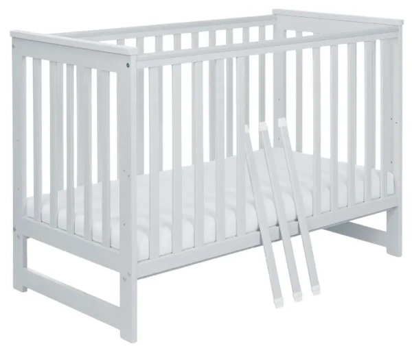 YOONCO - łóżeczko drewniane Iwi z barierką | Szare