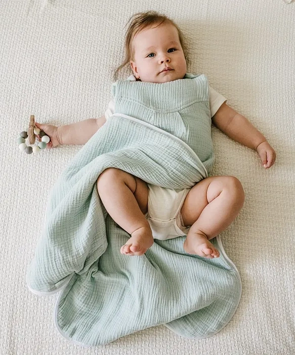 YOONCO - lekki, muślinowy śpiworek do spania dla niemowlaka | Mięta