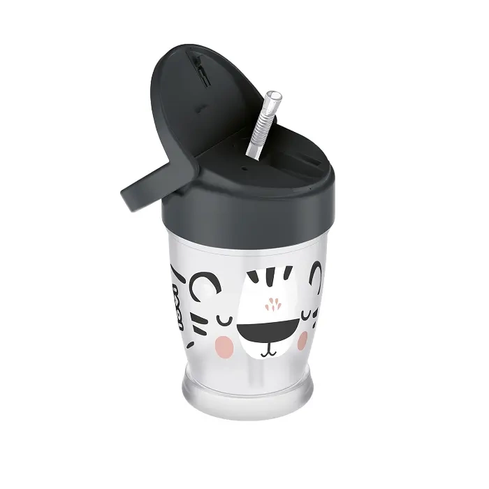 LOVI - kubek ze słomką Freestyle 250 ml Salt & Pepper | 11m+