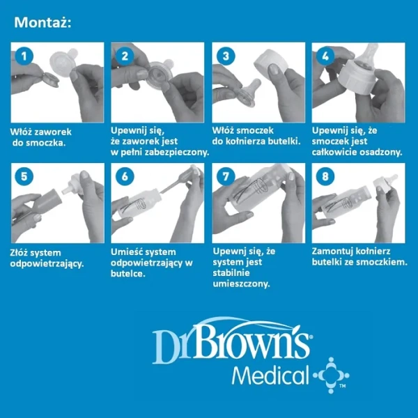 DR BROWN'S Options+ - antykolkowa, wąska butelka standard 120 ml, rozszczep wargi/podniebienia | 0 m+