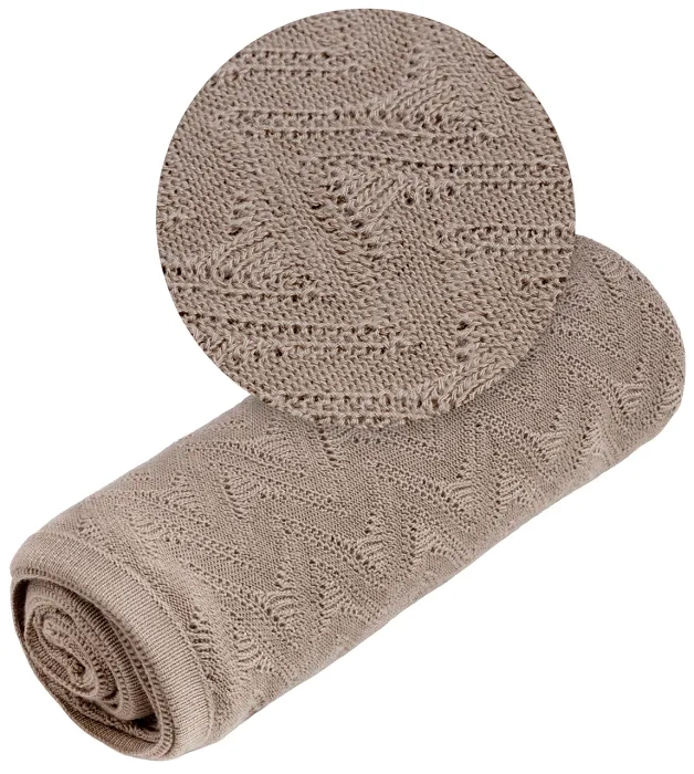 YOONCO Mgiełka - lekki kocyk bambusowy 80x100 cm | Ażur Beżowy