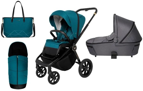 MUUVO Quick SE 2 - wózek wielofunkcyjny, zestaw 2w1 z gondolą Quick 3.0 | Paradise Gold + Iron Graphite