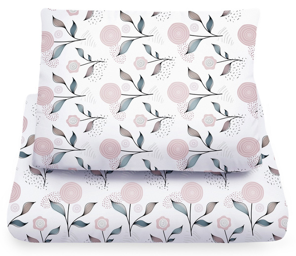 YOONCO - dwustronna pościel bawełniana do łóżeczka 135x100 cm | Flower