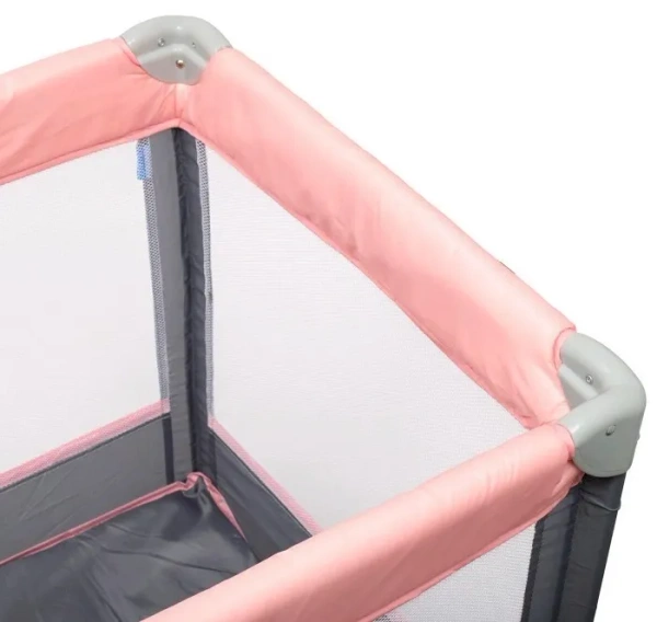 BABY MIX - łóżeczko turystyczne 2-poziomowe | Różowe słoniki