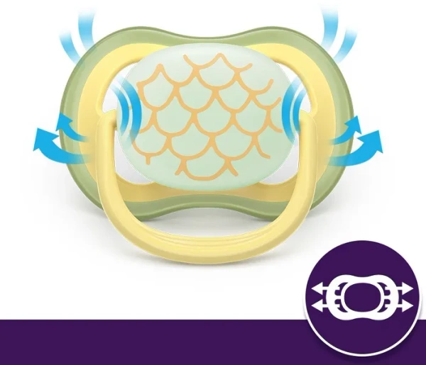 PHILIPS AVENT Ultra Air Nighttime - smoczek ortodontyczny 2 szt. | 0-6 m