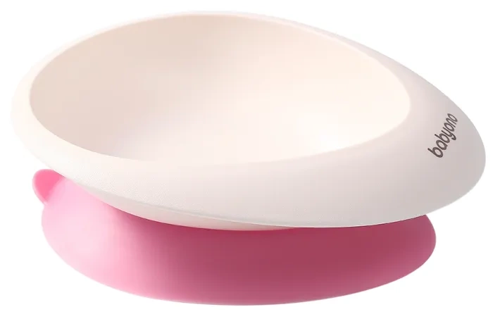 BABYONO - miseczka z przyssawką i łyżeczką | Różowa