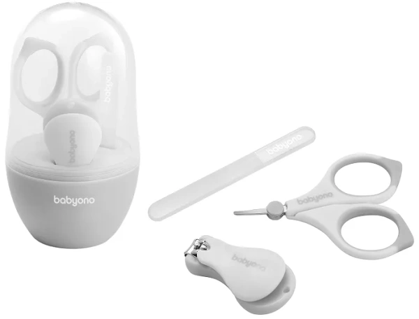 BABYONO - zestaw do pielęgnacji paznokci w etui dla niemowląt i dzieci | Szary