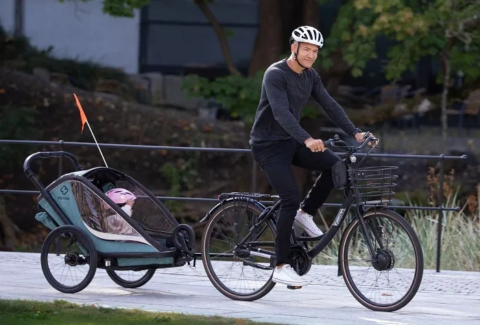 HAMAX Cocoon One - jednoosobowa przyczepka rowerowa z zestawem do biegania | Grey/Black