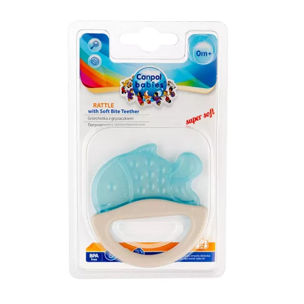 CANPOL BABIES - gryzak elastyczny z grzechotką dla niemowląt i dzieci | ZWIERZĄTKA