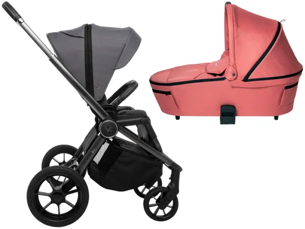 MUUVO Quick SE 2 - wózek wielofunkcyjny, zestaw 2w1 z gondolą Quick 3.0 | Diamond Graphite + Pure Pink (+ ADAPTERY)