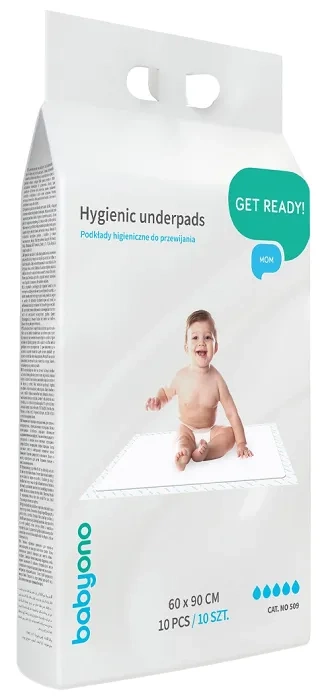 BABYONO - uniwersalne podkłady higieniczne 90x60 cm | 10 szt.