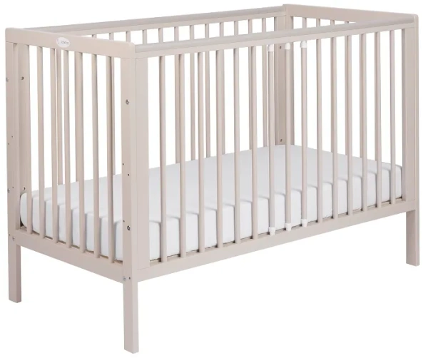 YOONCO - łóżeczko drewniane Timio z barierką + materac Air | Beżowe