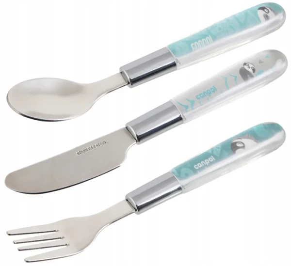 CANPOL BABIES Exotic Animals - sztućce dla dzieci ze stali nierdzewnej 18 m+ | Niebieskie