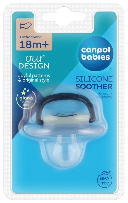 CANPOL BABIES Night Dreams - smoczek uspokajający silikon 18 m+ anatomiczny | niebieski