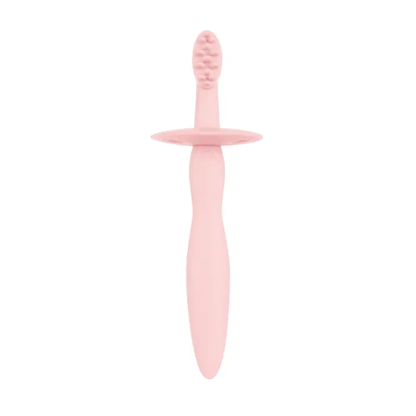 CANPOL BABIES - silikonowa szczoteczka - gryzaczek z ogranicznikiem | różowa