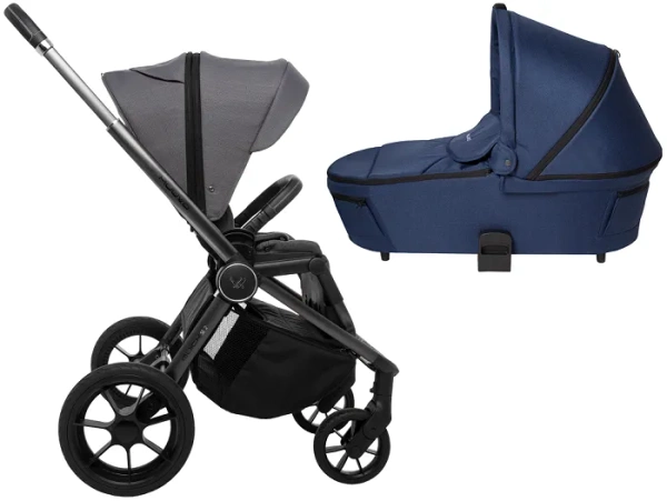 MUUVO Quick SE 2 - wózek wielofunkcyjny, zestaw 2w1 z gondolą Quick 3.0 | Diamond Graphite + Azure Blue (+ ADAPTERY)